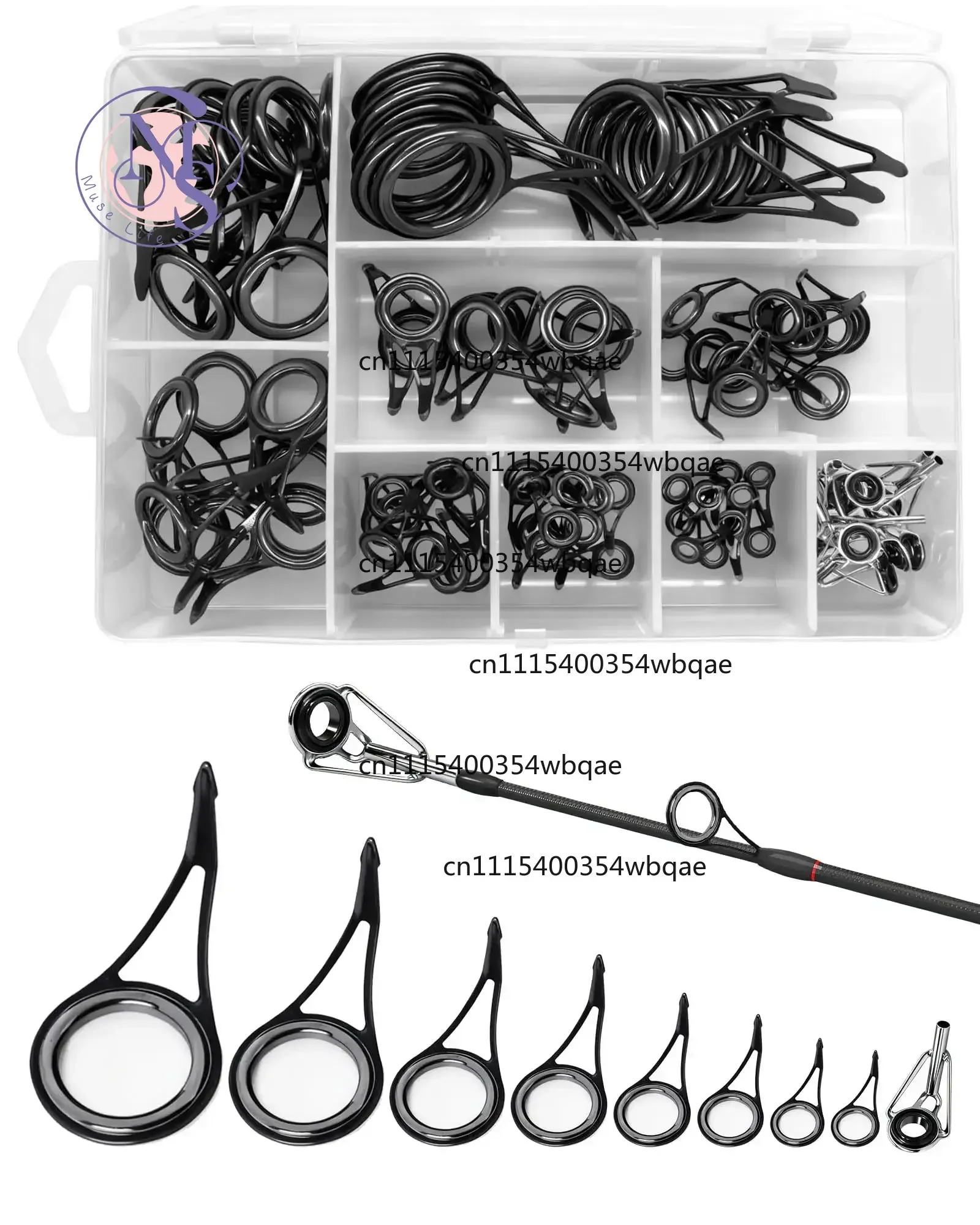 ZOCI-FOR-Fishing Rod Tip Guides Repair Kit Black Stainless Steel Ceramic Ring 60/90Pcs