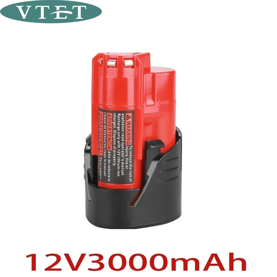 TURPOW 12V 6000MAH Rechargeable Battery for Milwaukee M12 XC Cordless Tool 48-11-2411 48-11-2402 Battery 48-11-2401 MIL-12A-L