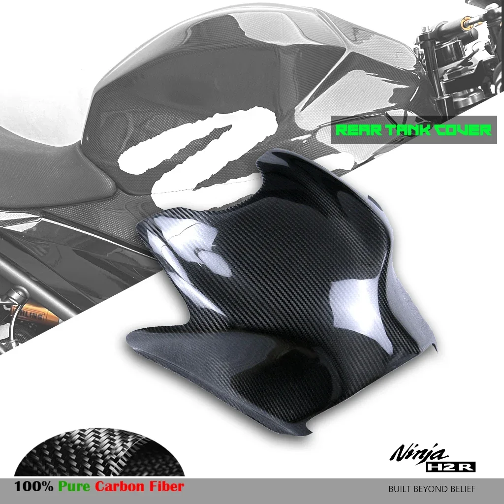 100% Real Dry Carbon Fiber For KAWASAKI NINJA H2 H2R 2014-2023 Motorcycle Rear Tank Gas Fuel Cover Protector Fairing Panel