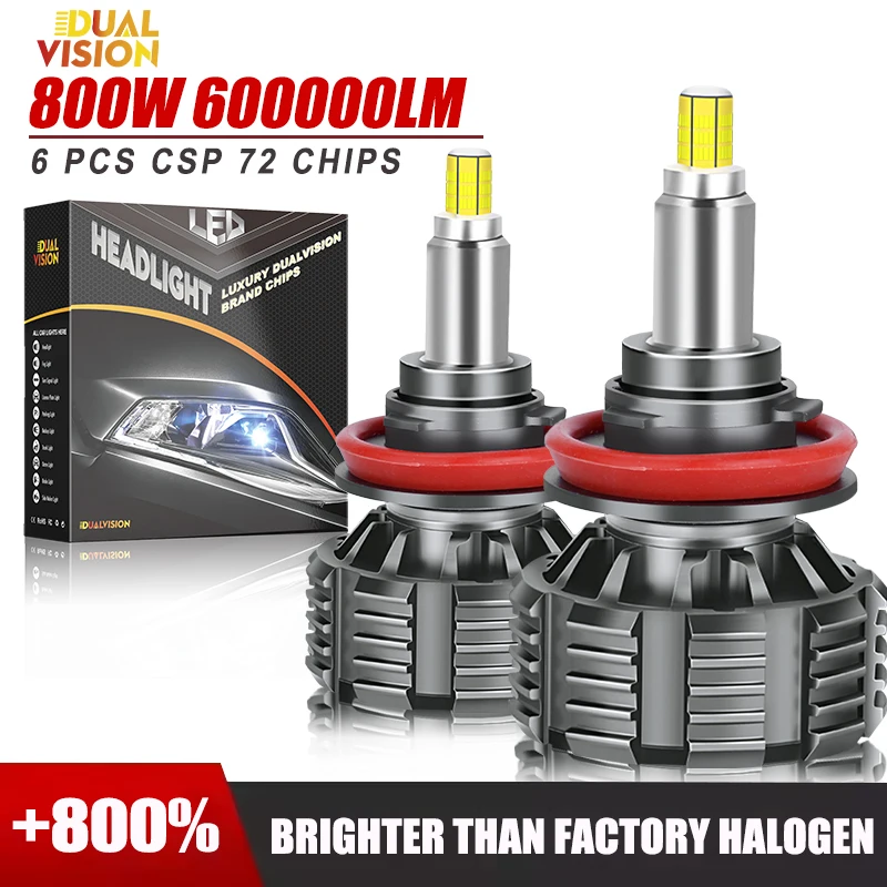 

360 H7 H11 Светодиодные фары 800 Вт Высокая мощность Canbus Led H1 HB3 9005 HB4 9006 6000K Турбо Автомобильные фары Противотуманные фары 3D чипы 12 В 24 В