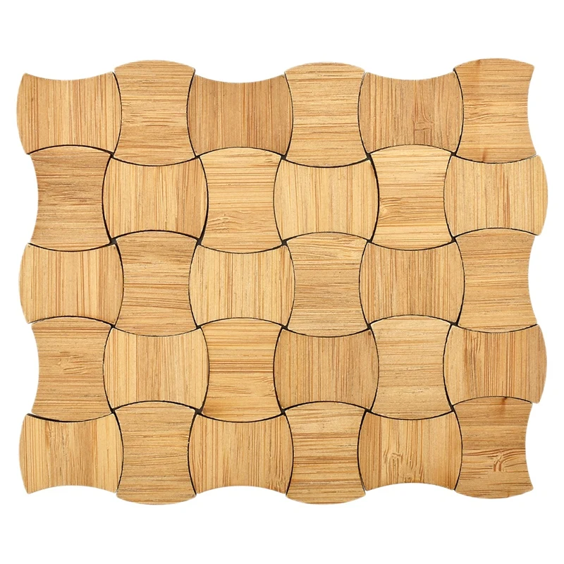 Dollhouse Miniature Accessories 24Pcs Wood Floor Tiles 3D Wall Stickers Bamboo Grain For Dollhouse Room Decoration