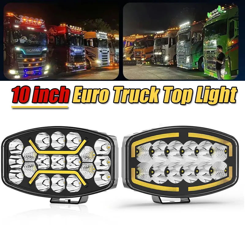 

1 PCS 10-30V 10 inch Euro Truck Top Light Grill Bumper Light Led Driving Lamp Spotlight with Position Light