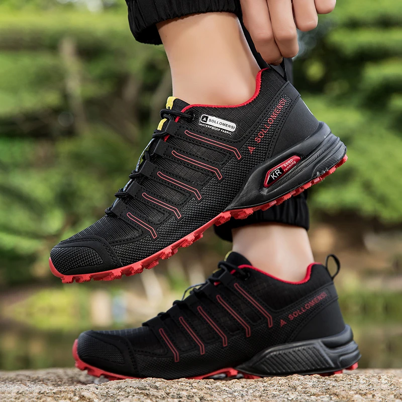Outdoor Men Hiking Shoes Men‘s Waterproof Trekking Sneakers Lace-up Climbing Trainers Walking Hunting Tactical Sneakers Big Size