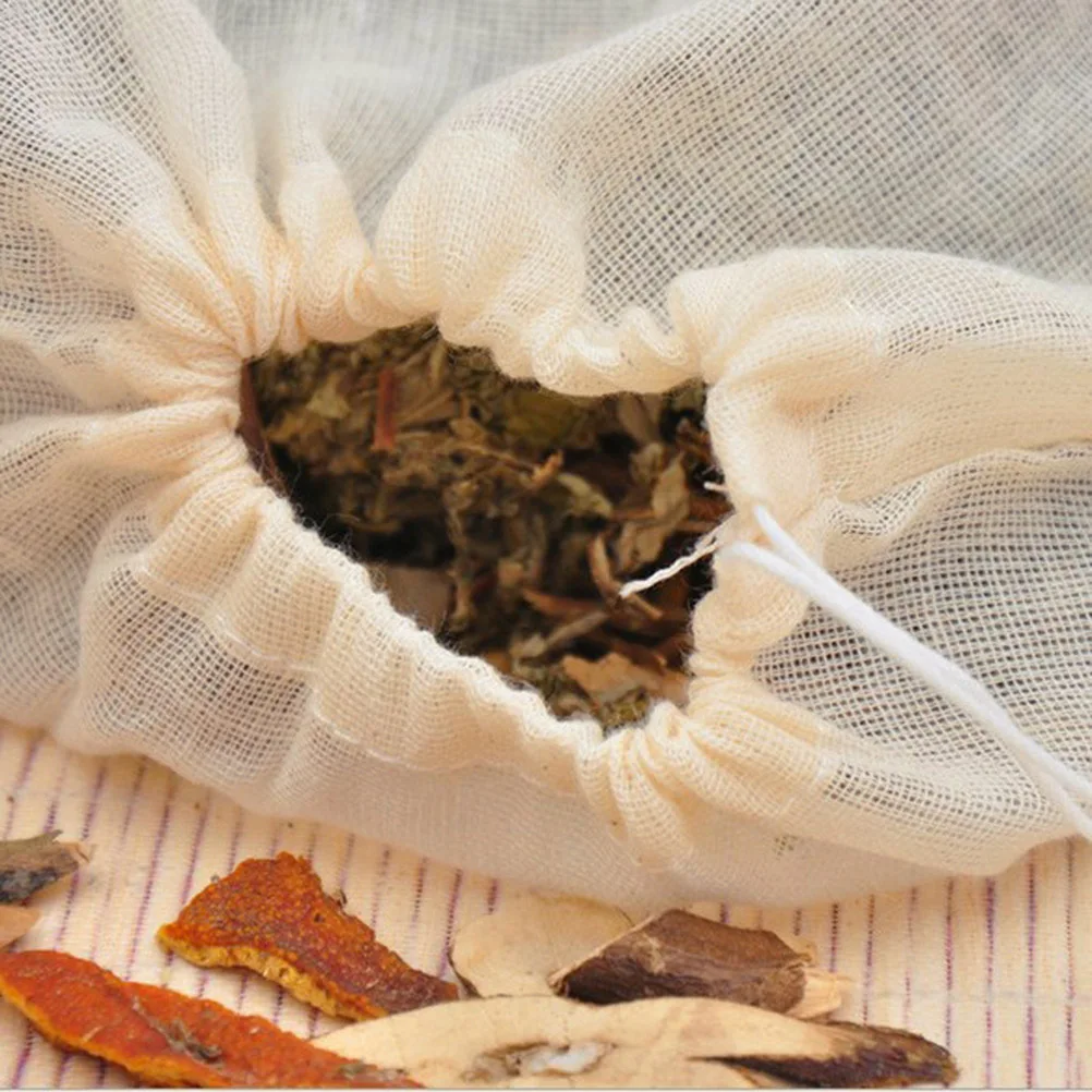 

10pcs Cotton Filter Bags for Coffee Tea Spice Herbal Traditional Chinese Medicine Residue Bags Reusable Drawstring Bag Strainer