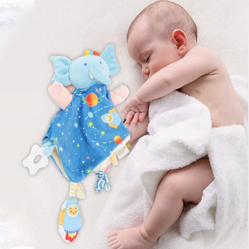 Coperta di sicurezza per elefante Puzzle Esercizio Coordinazione occhio-mano Coperta di sicurezza morbida e carina Giocattoli per bambini per infantette