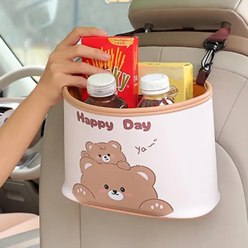 Car Organizer Back Seat Cartoon Car Seat Back Organizer High-Capacity Multifunction PU Leather Travel Accessories Suspended