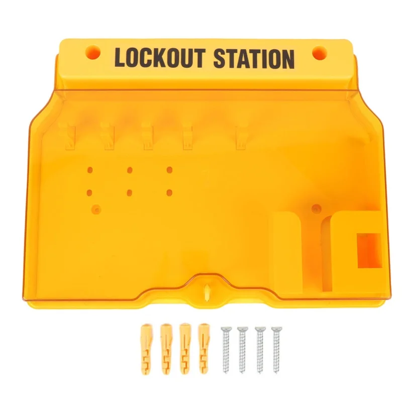 

Lockout Tagout Station PC Wall Mount Lock Out Tag Out Kit Board With Wall Plugs Screws For Industry Yellow
