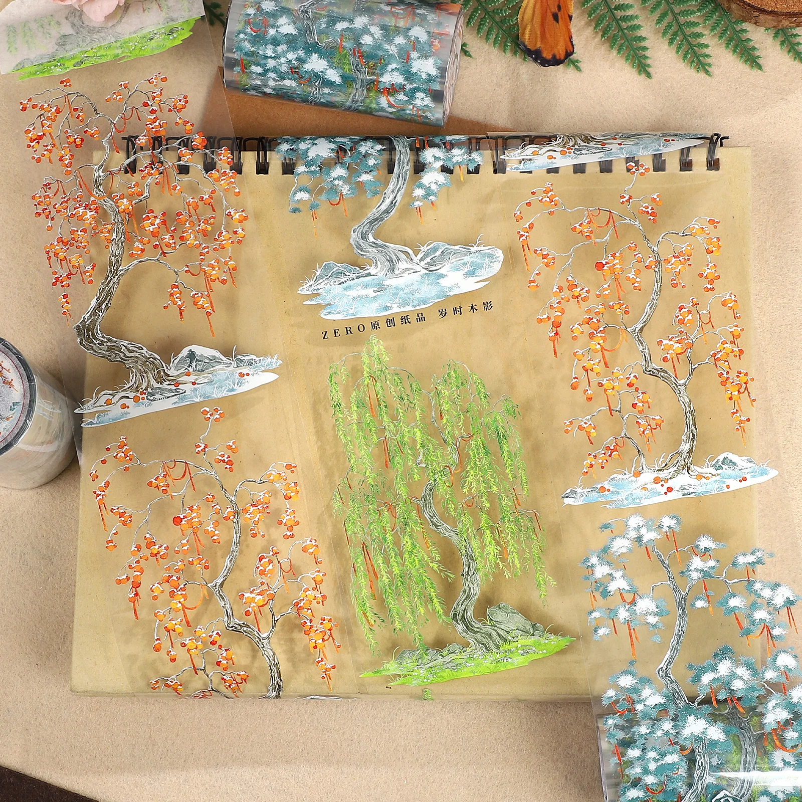 

Лента ПЭТ 70мм*5м с винтажным ландшафтом и деревьями, для творчества, скрапбукинга, коллажей, канцелярских принадлежностей