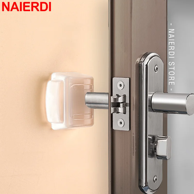 

NAIERDI 1/2/4 Pieces Transparent Plastic Door Stopper Self-Adhesive Wall Protector Anti-Collision Door Holder Door Hardware