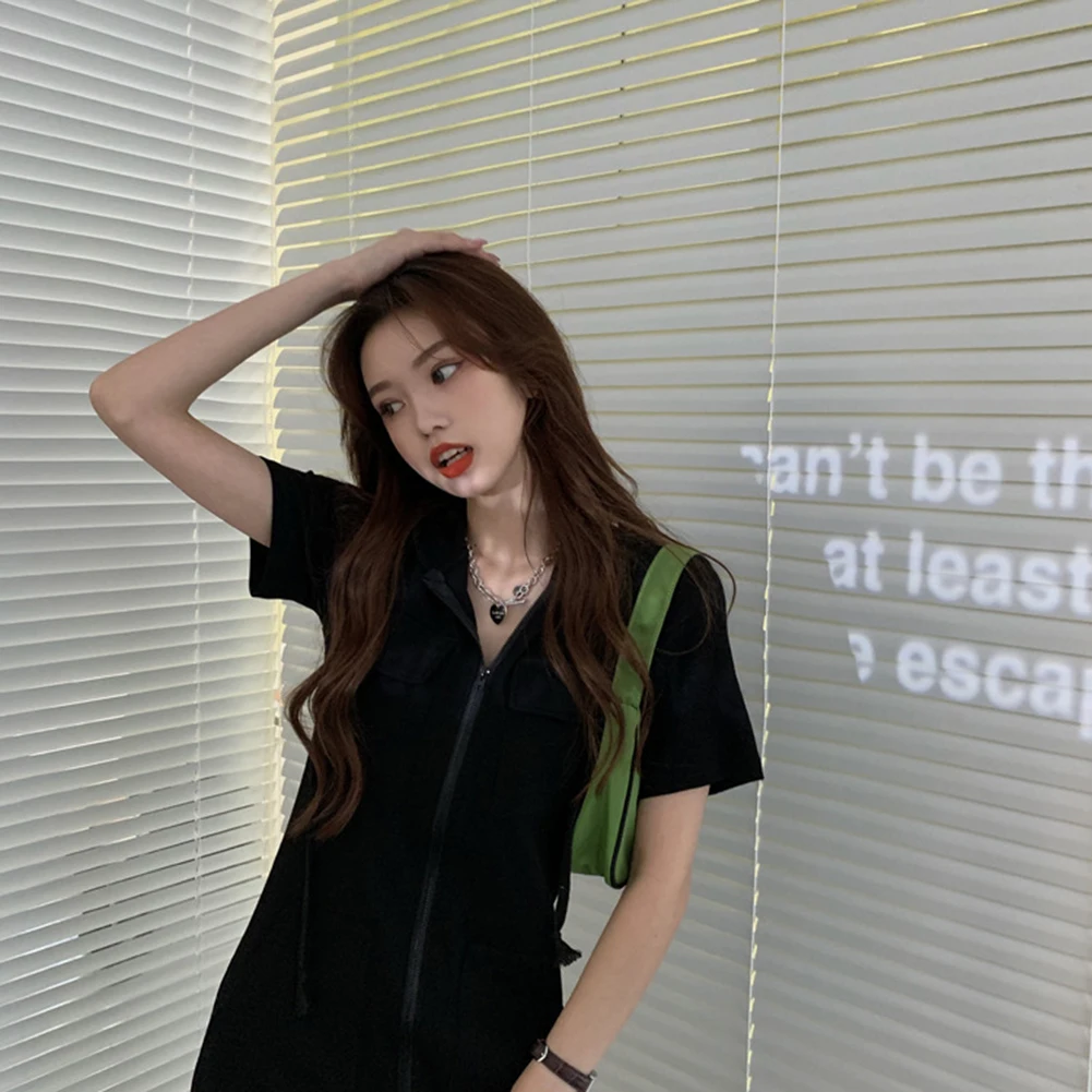 Täglicher Urlaub, Urlaub, Schwarz, Grau, Weiß, Damenkleid, solides Damen-Freizeitkleid mit Kapuze, einfarbig, weiblich, normal