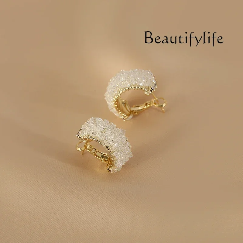 

Floral C- Shaped Earrings Female Suitable for Summer Earrings High Sense Light Luxury Minority Exquisite Ear Clip