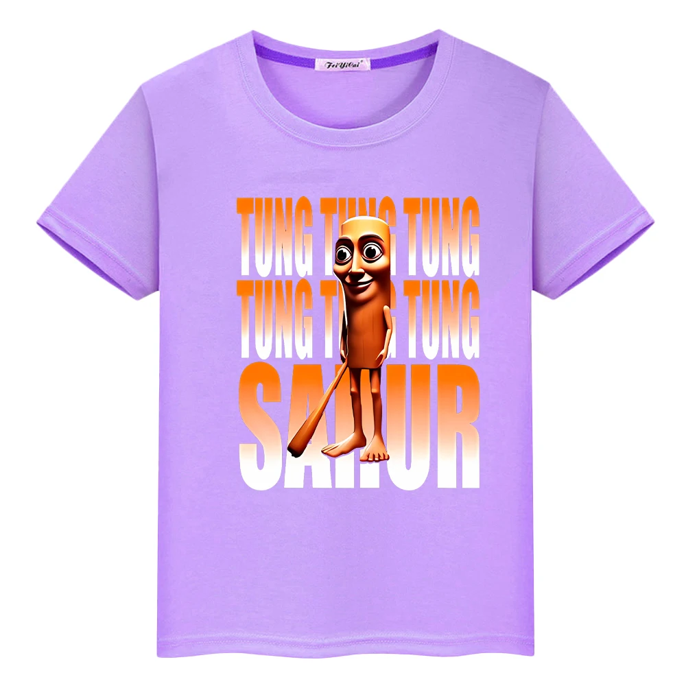 تي شيرت للأطفال الأولاد 10 سنوات تونغ تونغ ساهر طباعة 100% قطن لطيف بلايز كارتون الهالوين تيز y2k أنيمي ملابس أطفال قصيرة فتاة