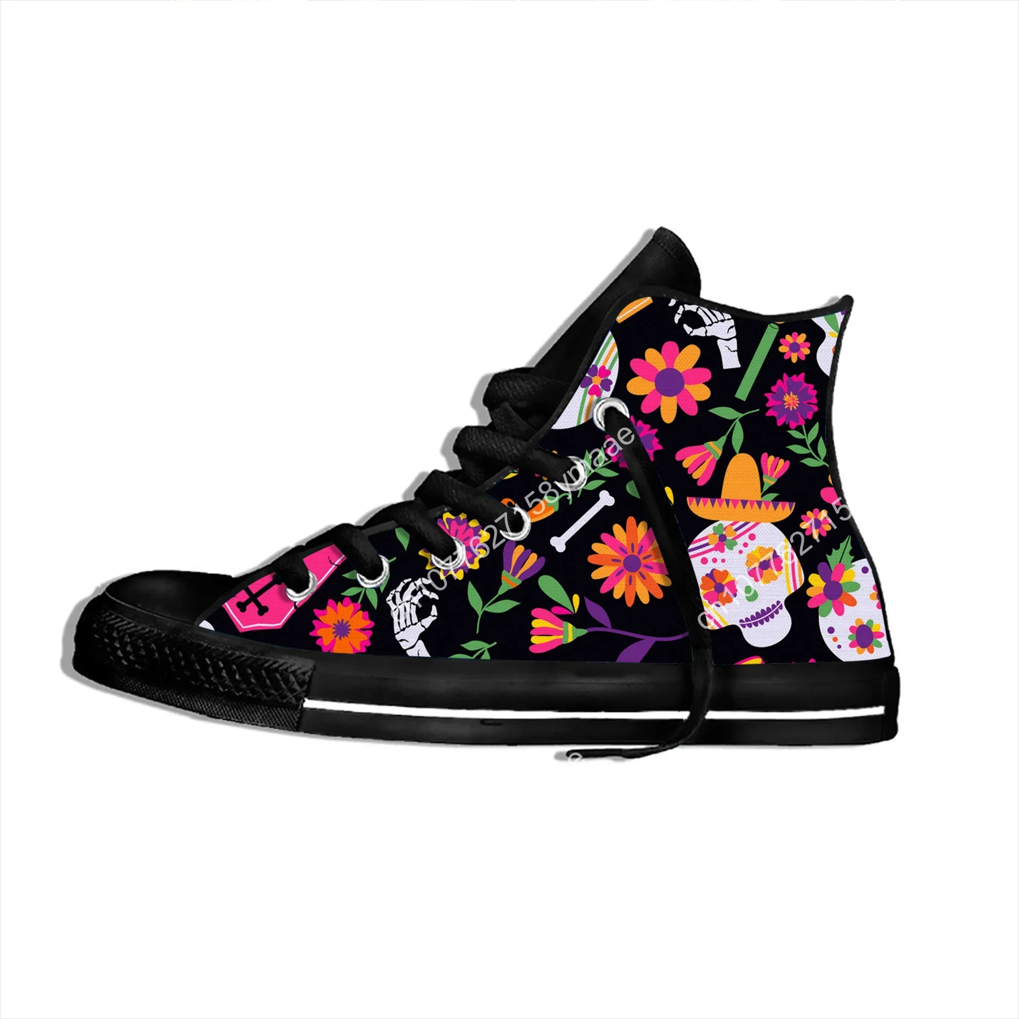 Fashion Mexican Sugar Skull Dead Vintage Novelty Design Lightweight High Top Canvas Shoes Men Women Casual Breathable Sneakers - view 3