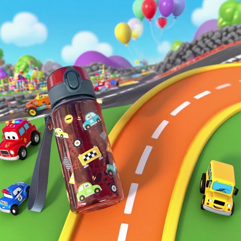 ثلاثية الأبعاد مطبوعة 400 مللي/560 مللي الكرتون الفضاء/سيارة/الأسماك/نمط كوب بلاستك زجاجة ماء المحمولة لطيف كوب بقشة مانعة للتسرب الشرب #4