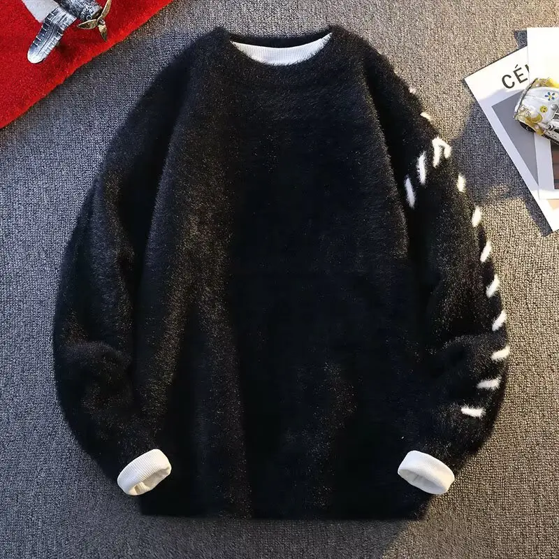 

Мужской круглый трикотаж из искусственного меха Ne, повседневный свободный крой, теплая внутренняя одежда, осень-зима, новый Sle Lazy Faion, полиэфирное волокно