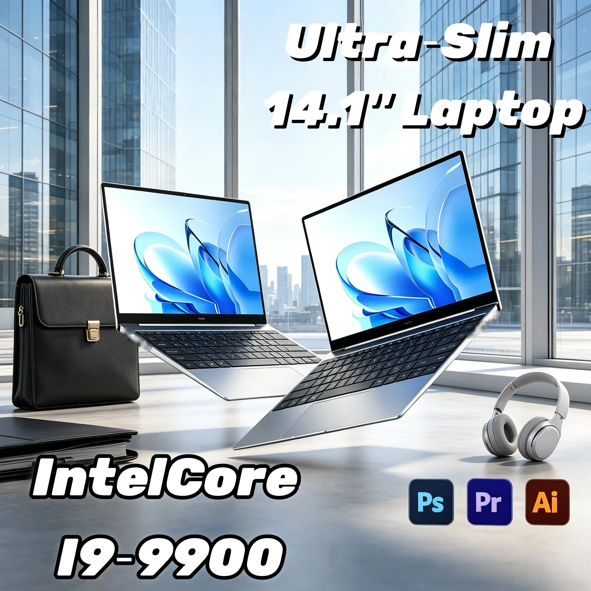 

Hot Sale 14.1" Thin Portable Laptop Intel I9-9900 High Performance 32GB+2TB SSD Win11 Pro Europe America Daily Computer