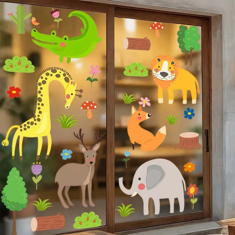 3pcs Animals Window Sticker,suitable for cabinet,glass doors,windows and wall decor,holiday decoration,freely DIY combinable