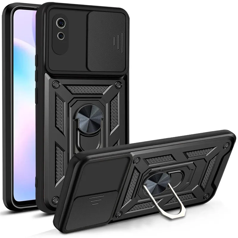 For Xiaomi Redmi 9A Case Car Holder Magnetic Armor Shockproof Case For Redmi9A Red mi 9AT 9i Slide Camera Lens Protective Cover