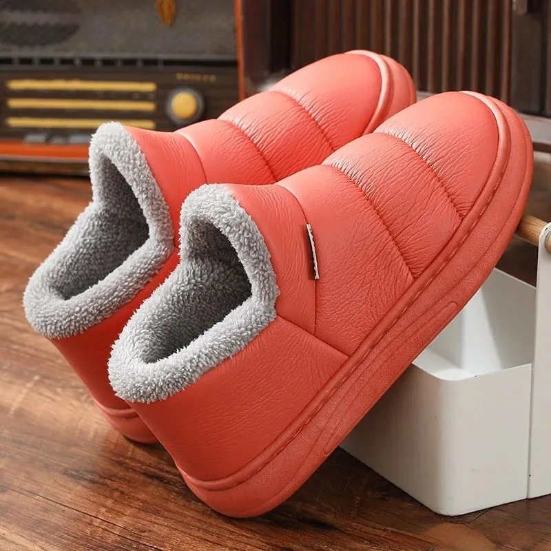 New arrival waterproof women PU leather snow boots warm short plush ankle boot female winter shoes woman large big size 41 45