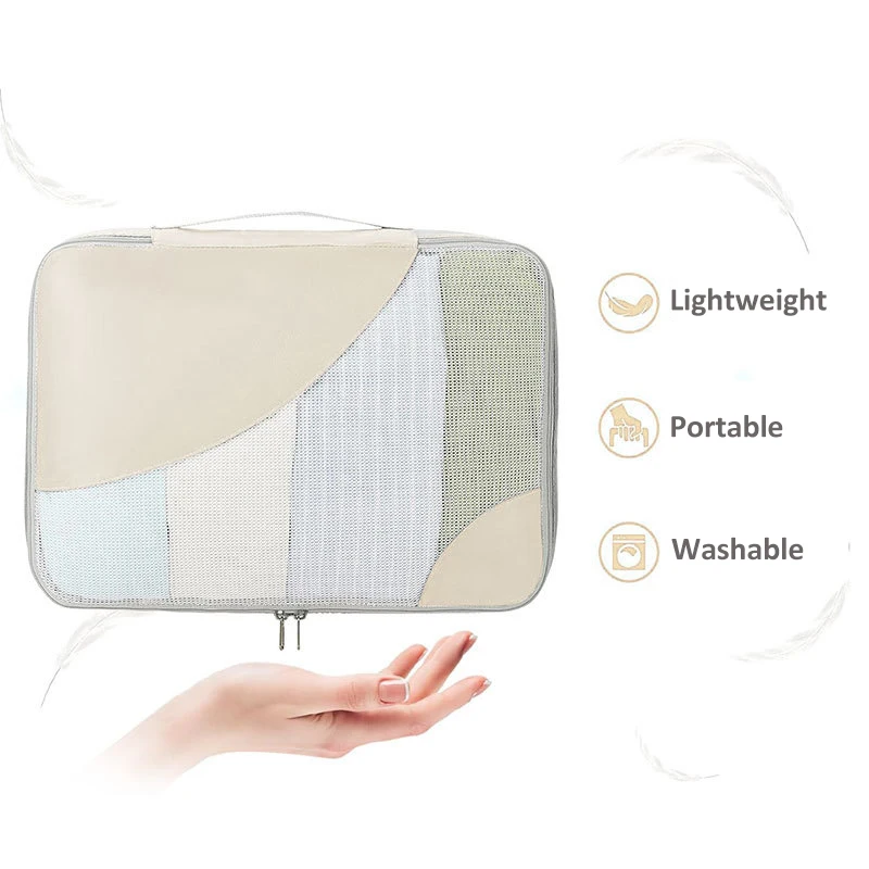 6 Pieces Packing Cube Set Travel Clothing Shoes Organizer Bag Lightweight Travel Accessories Storage Bag for Luggage Suitcase