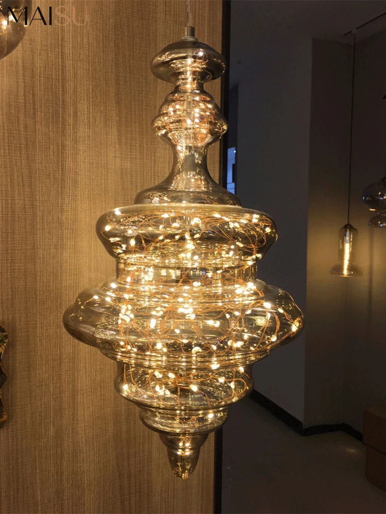 Postmodern Crystal Pendant Light Luxury Copper Glass Chandelier Dining Room Bedroom Living Room Villa Restaurant Bar Decor Lamp