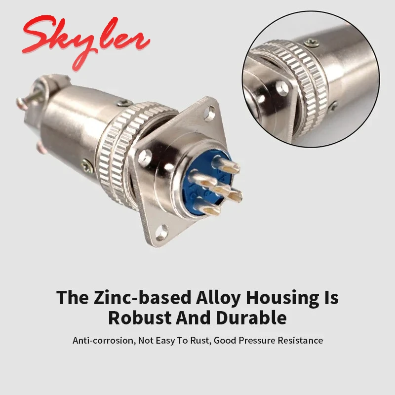 2 3 4 5Pin H17 Welded Connector For Engraving Machine Spindle Motor 20A Square Aviation Plug Male Female H17 Socket Plug Adapter