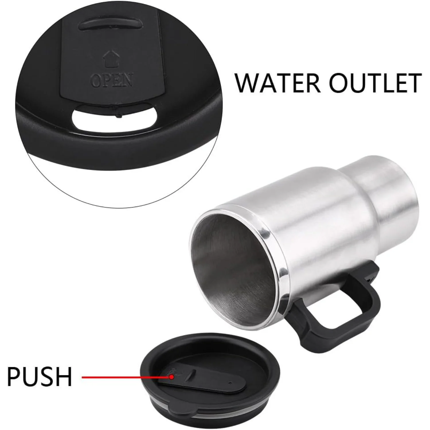 Car  Mug, 12V 450ml  In-car Stainless Steel Travel Heating Cup Coffee Tea Car Cup Mug for Heating Water, Coffee, Milk and Tea wi