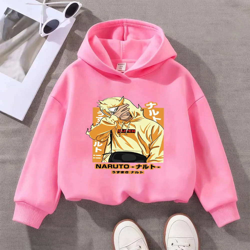 ナルトのアニメプリントが入ったキッズパーカー - 男の子、女の子向けの超スタイリッシュなカジュアルプルオーバー、柔らかく快適な漫画キャラクタースウェットシャツ