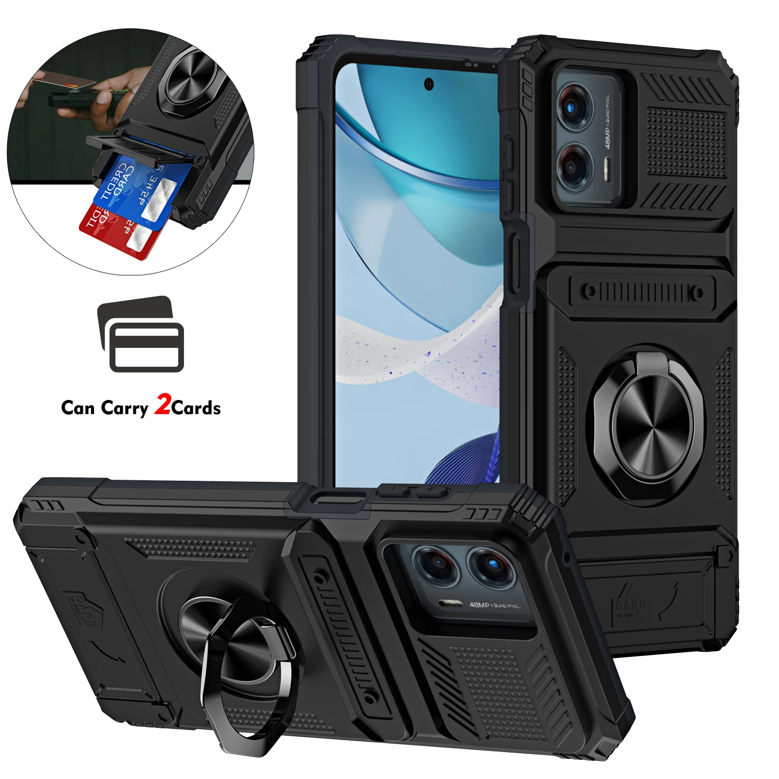 Funda Protectora con Soporte para Moto G Power 2022, G Pure, Funda Magnética con Ranura para Tarjetas para Moto G 5G 2023, 2024, G Play, G Stylus