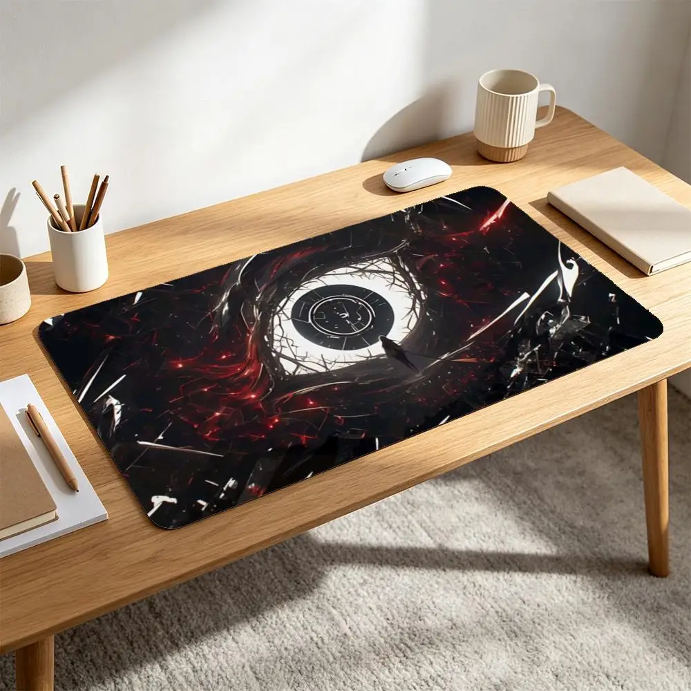 XXL Abstract Cyberpunk Eye Mouse Pad Red Black Mechanical Sci-Fi Futuristic Tech Vision Art mouse pad alfombrillas gaming