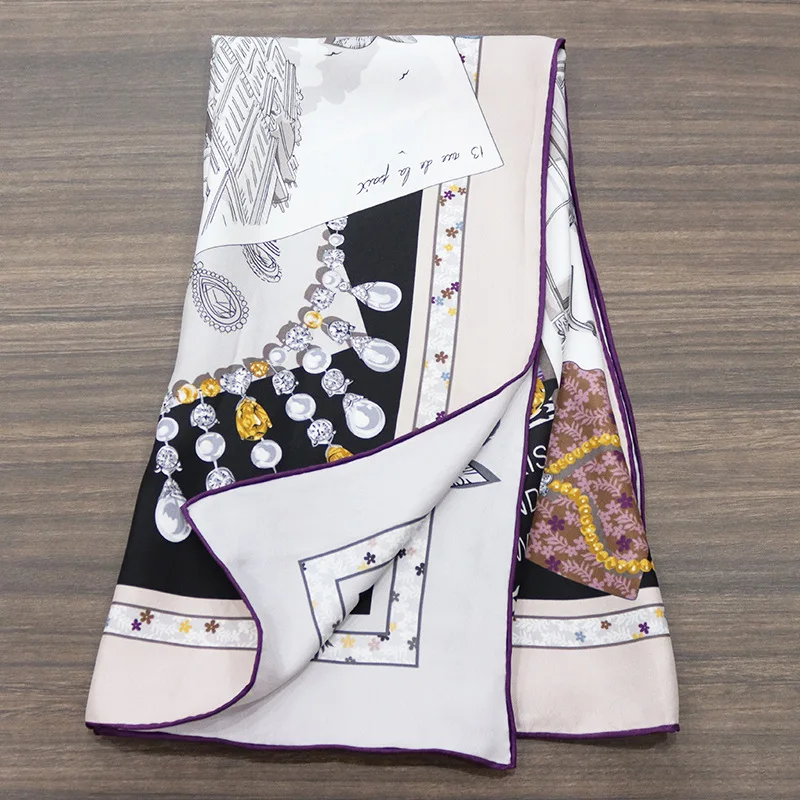 88×88cm 18MM 100% Silk Twill Scarf For Women Luxury Brand Double Sides With Different Design Square Size Shawls And Wraps Autumn