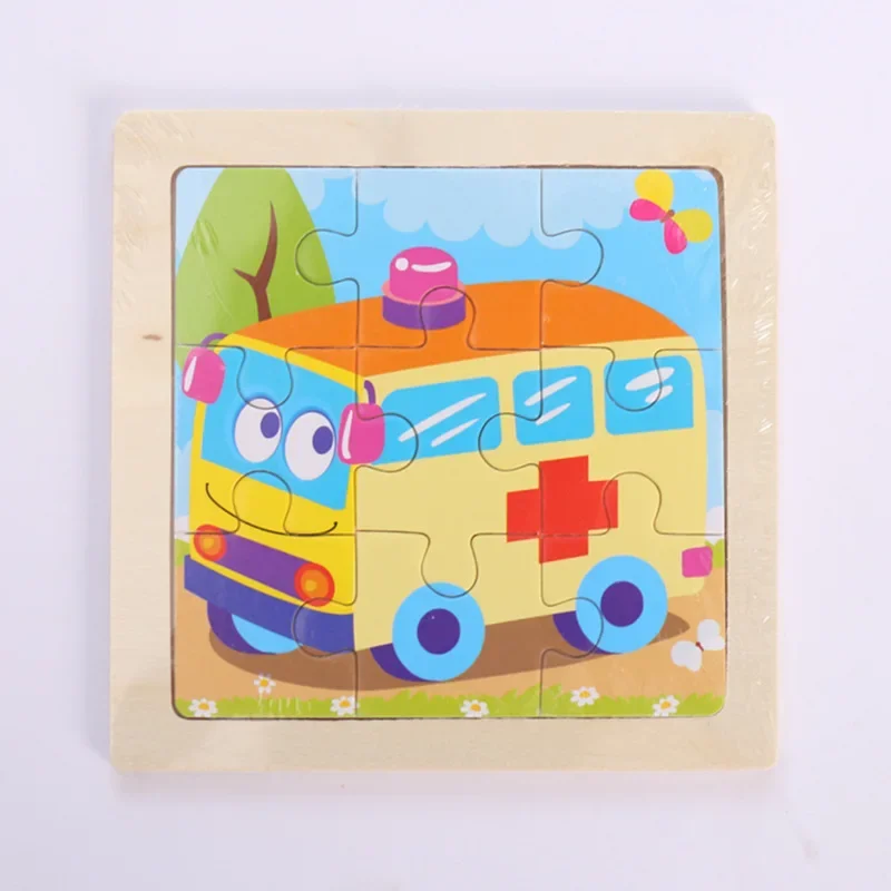 Puzzle en bois de dessin animé 3D, jouets pour enfants, animaux mignons imprimés, jouets éducatifs précoces d'intelligence pour enfants