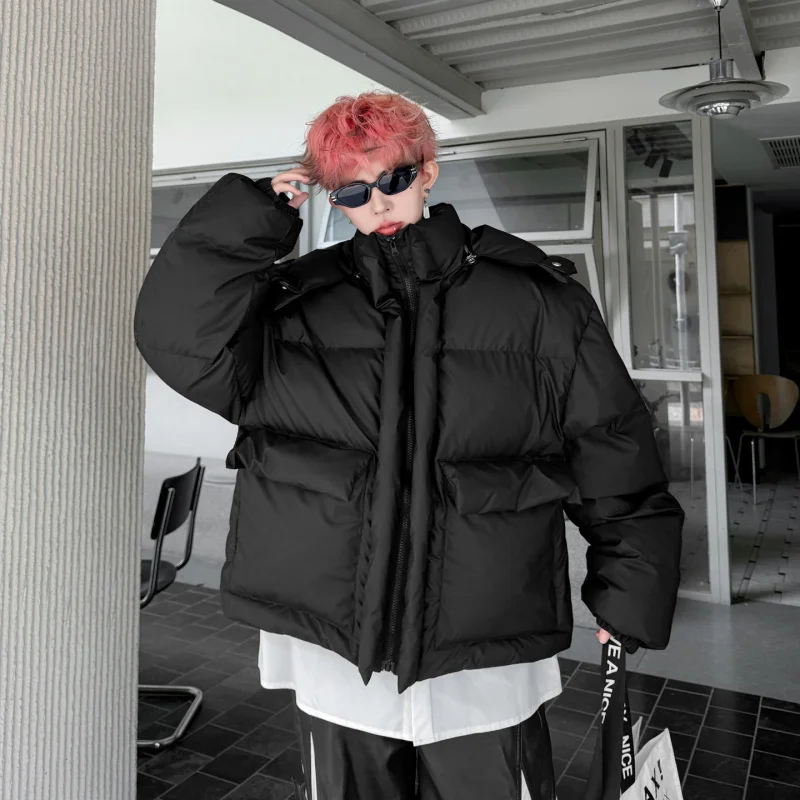 

Утепленная хлопковая мужская зимняя куртка с отстегивающимся капюшоном, теплая, повседневная, свободного кроя, с длинными рукавами, на молнии, из чистого хлопка