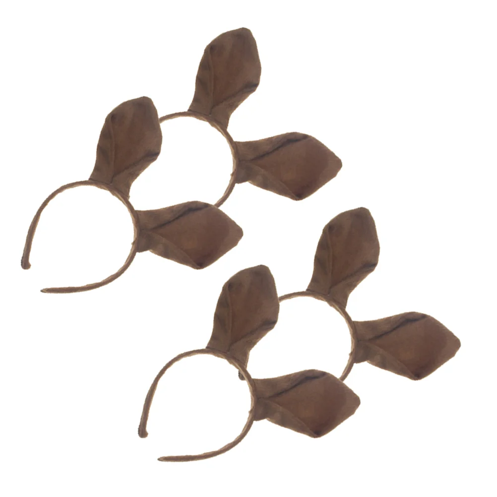 

4pcs Plush Kangaroo Ear Headbands Cosplay Costume Headbands Halloween Party Supplies (Brown) Plush Headband