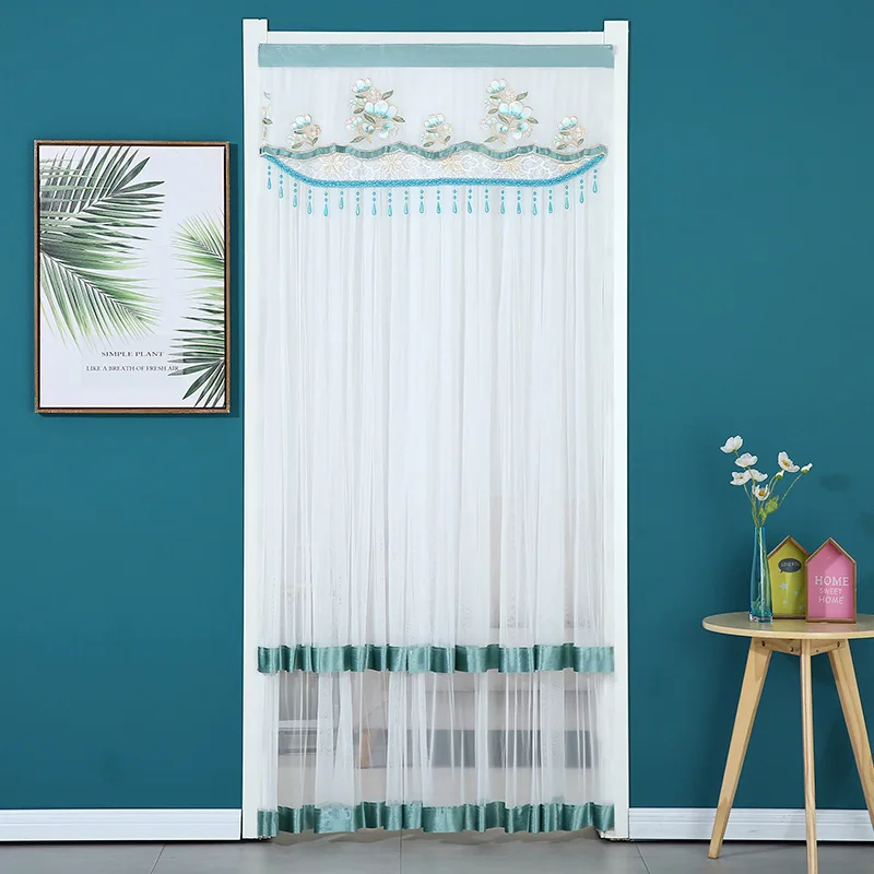 Lace Sheer Air Conditioner Door Curtains Tulle Drapes Living Room Bedroom Bay Window Door Screen Kitchen Short Curtains Drape