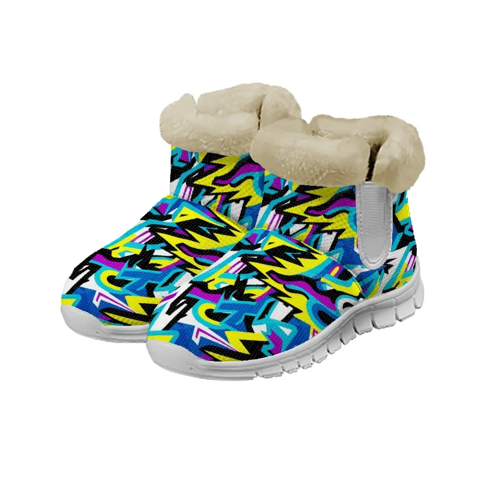 Brightly colored printed fur boots, lightweight mesh indoor ankle boots, suitable for both men and women.
