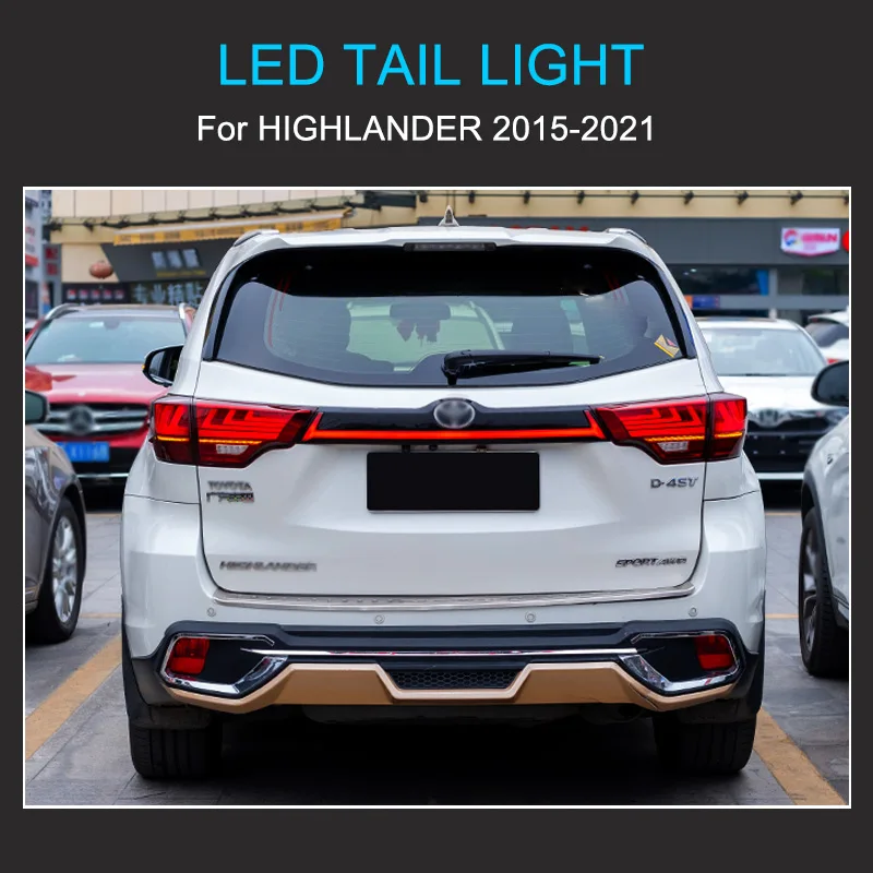 Światło tylne LED montaż dla Toyota Highlander 2015-2017 Taillight Plug and Play Running dynamiczne włączanie światła tylne hamulca