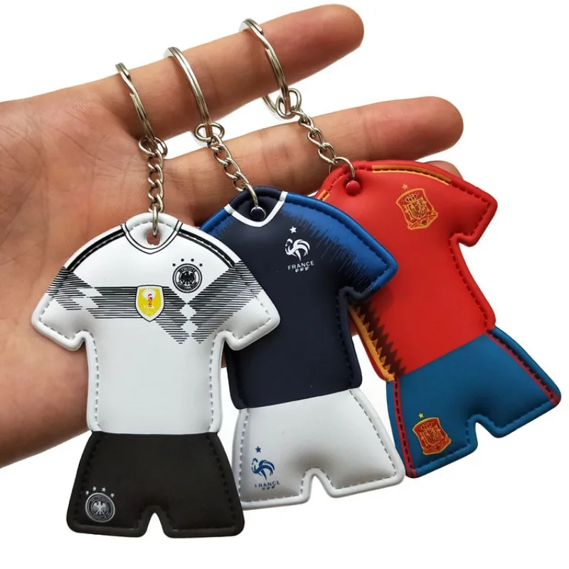 Spain Portugal Italy Brazil Argentina France cotton jersey keychain football small gift pendant