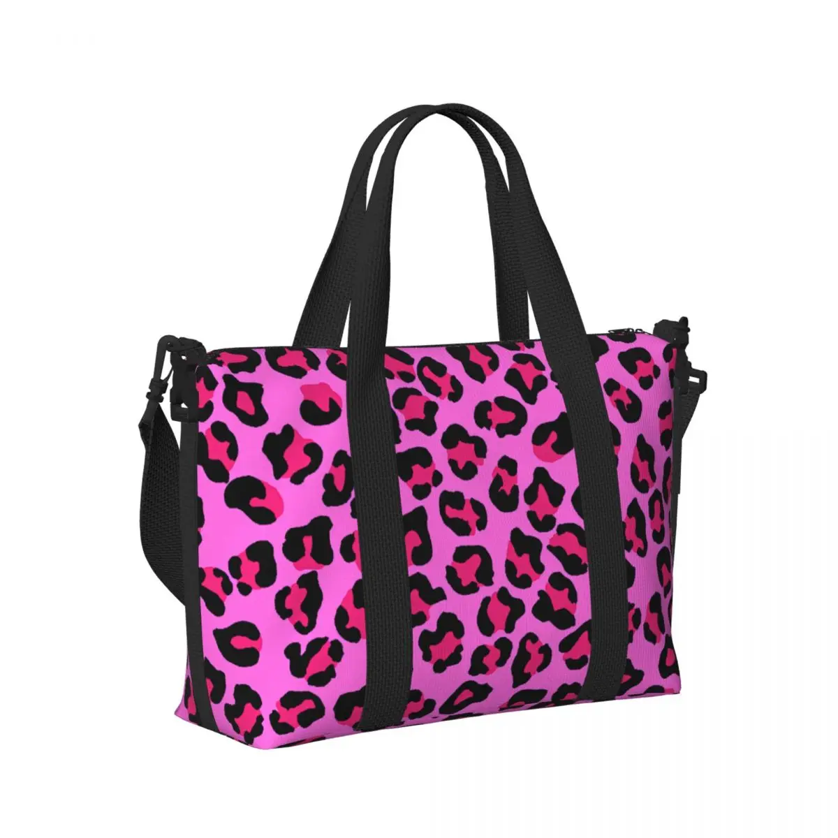 Custom Large Leopard Cheetah Seamless Pattern Tote Bag Women Animal Skin Print Spots Shopper Shoulder Beach Gym Travel Bag