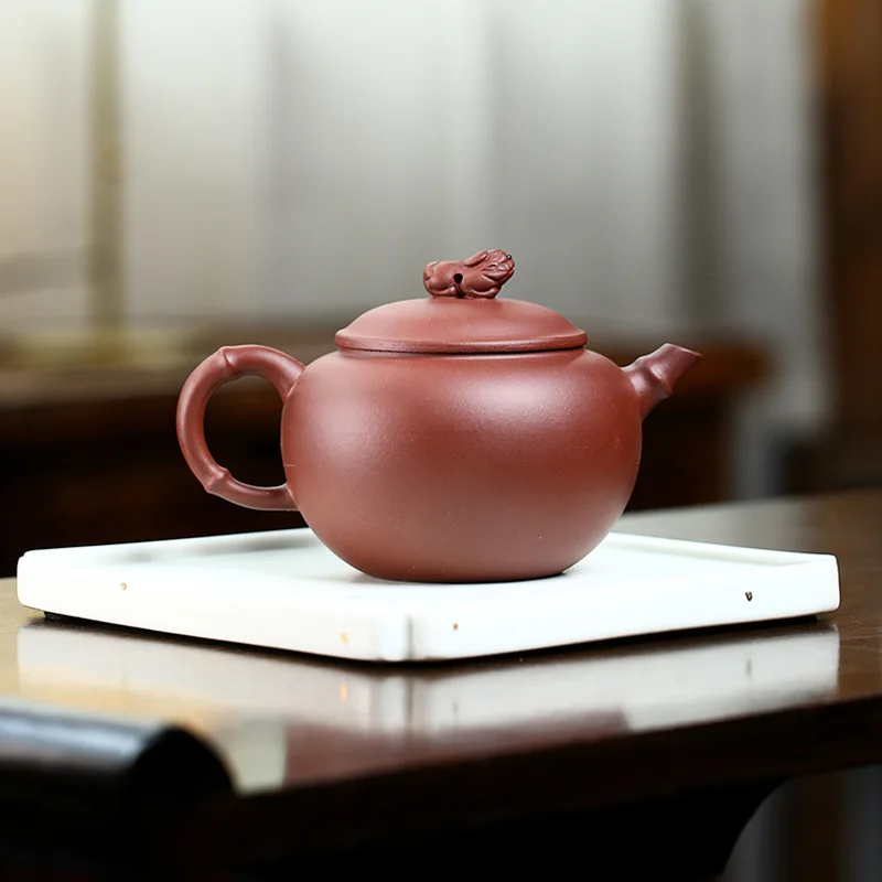 

High Quality Yixing Handmade Purple Clay Teapot Ore Auspicious Bamboo Pot Household Tea Set