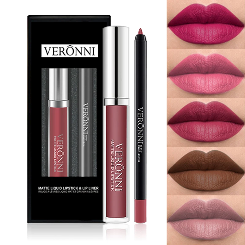 ชุดลิปกลอสและลิปไลเนอร์ไม่ติด 13 สี ลิปกลอสเนื้อแมทกันน้ําติดทนนาน ลิปเคลือบสีมันไม่ซีดจาง 2 ชิ้น