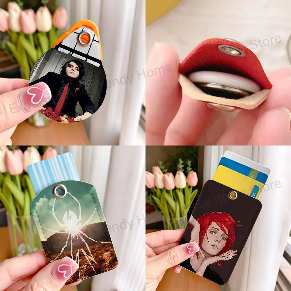 My C-Chemical R-Romance Leather Card Holder with Exquisite Keychain purpose Case for Air Tag Metro ID Access Control Card