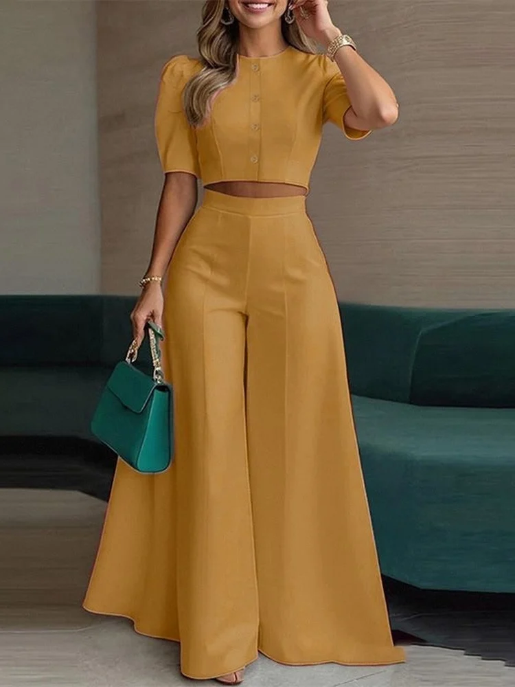 

Elegant Casual Spring 2026 Women's Fashion Set High Waist Long Pants Short Top Ensemble Cross-Border High-Quality Ensemble