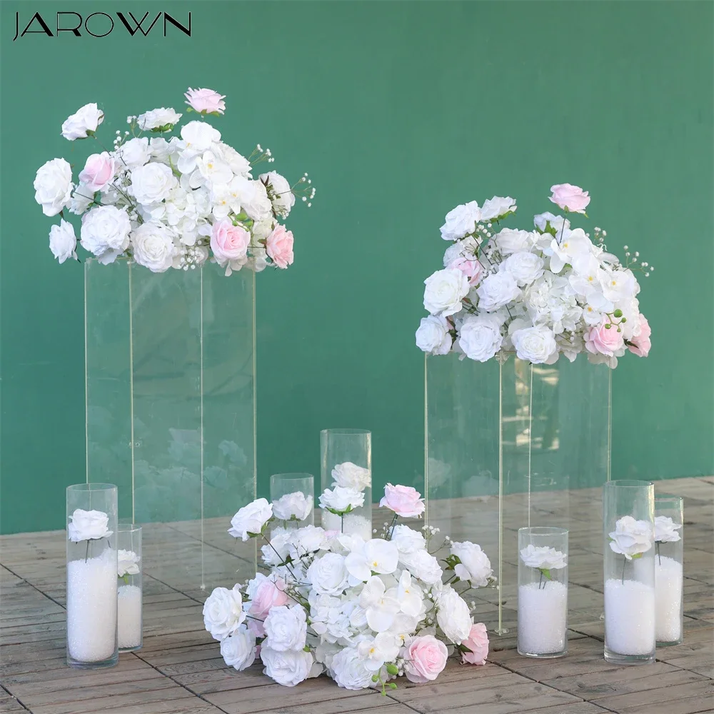 White Pink Series Artificial Rose Orchid Baby's Breath Flower Arrangement for Wedding Event Spring Decors Table Centerpieces