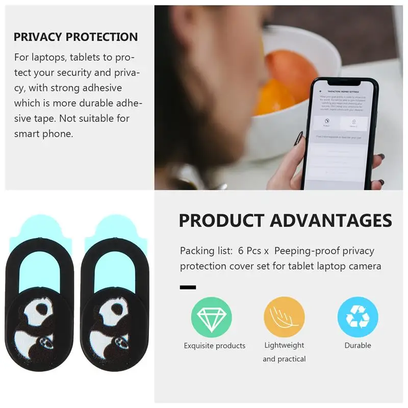 6pcs Laptop Cover Cartoon Webcam Cover Ultra Thin Slide Web Cover For Computer Privacy Lens Cover Ultra Thin Web Cover