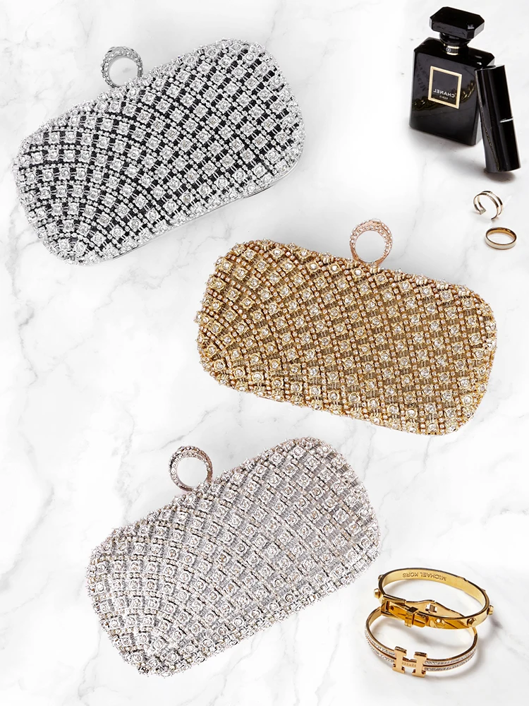 Small Rhinestone Square Purse Trend Luxury Designer Chain Shoulder Bag Women\'s Handbags Wallets Evening Bag For Wedding 