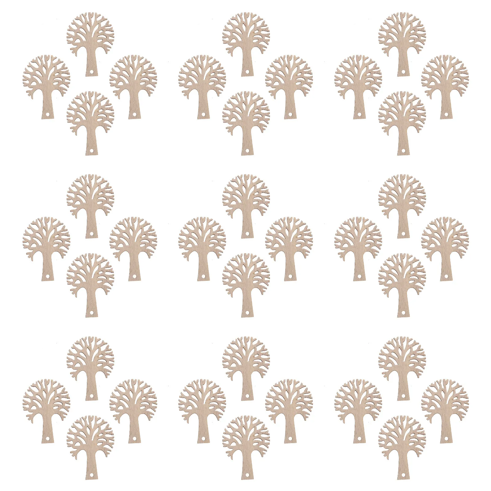 

50Pcs Hollow Out Wooden Tree Cutouts Unfinished Wood Shapes for DIY Family Tree Ornaments Wedding Party Holiday Decoration