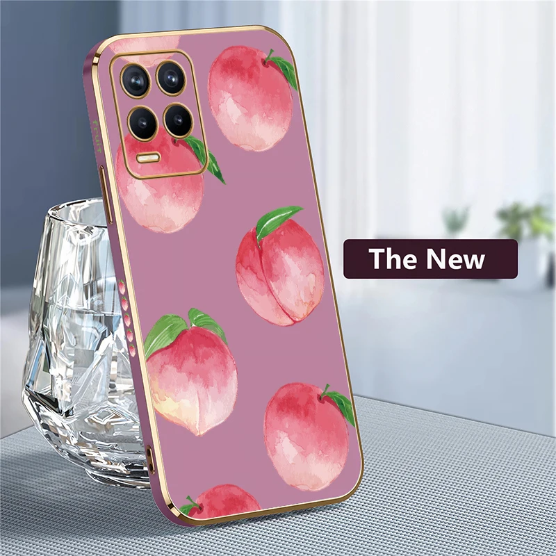 حافظة هاتف ناعمة مقاومة للصدمات لهاتف OPPO Realme 8 Pro 8i 7i 6i 7 5G 6 Pro 5 5i 5s غطاء من السيليكون المطلي بالفاكهة والخوخ #4