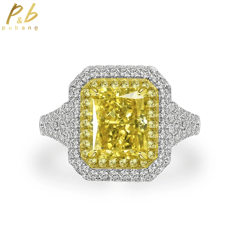 

PuBang Fine Jewelry 100% 925 Sterling Silver Diamond Ring Yellow Sapphire Created Moissanite for Women Party Gifts Free Shipping