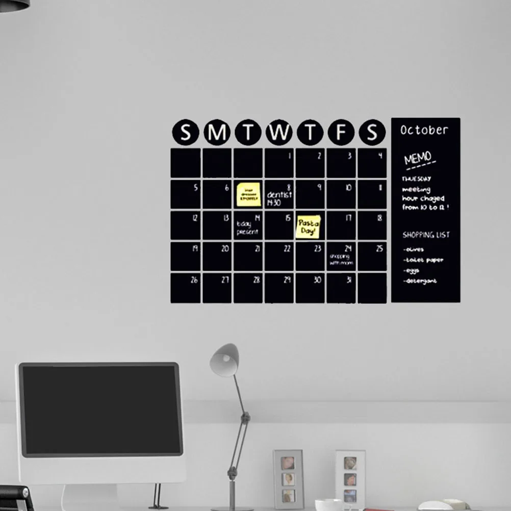 1 Sheet Removable PVC Blackboard Wall Sticker Practical Writable Removable Plan Sticker for Home Office Wall Planner